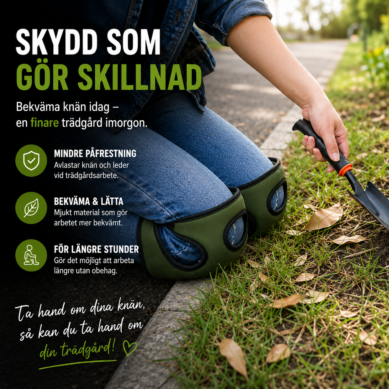 Knäskydd med kudde för trädgårdsarbete
