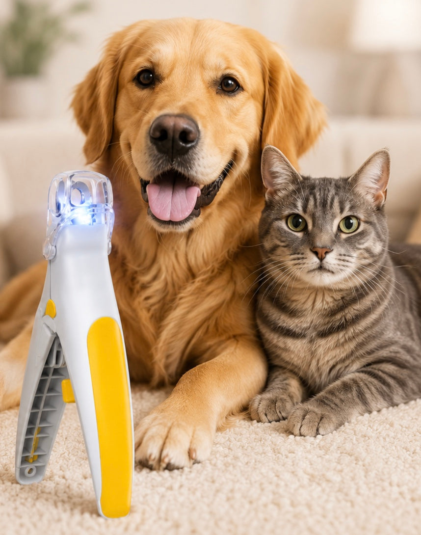 Kloklippare med LED-ljus för hund och katt